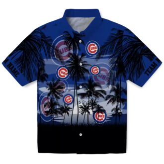 Chicago Cubs MLB Sunset Scene Hawaiian Shirt - Blue Black Vacation Shirt for Fans