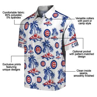 Chicago Cubs Palm Island Print Hawaiian Shirt - Blue White Beach Shirt for Fans