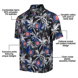 Chicago Cubs Palm Pattern Blue Black Hawaiian Shirt - MLB Tropical Summer Shirt for Men
