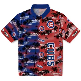 Chicago Cubs Palm Silhouettes Blue Hawaiian Shirt - MLB Fan Beach & Vacation Shirt