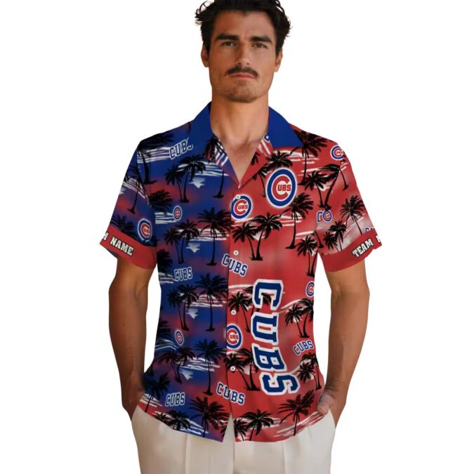Chicago Cubs Palm Silhouettes Blue Hawaiian Shirt - MLB Fan Beach & Vacation Shirt