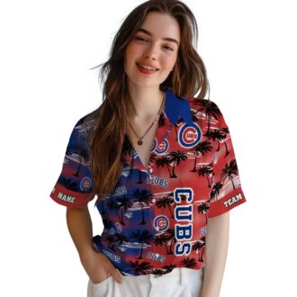 Chicago Cubs Palm Silhouettes Blue Hawaiian Shirt - MLB Fan Beach & Vacation Shirt