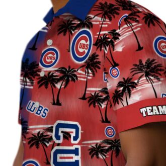 Chicago Cubs Palm Silhouettes Blue Hawaiian Shirt - MLB Fan Beach & Vacation Shirt