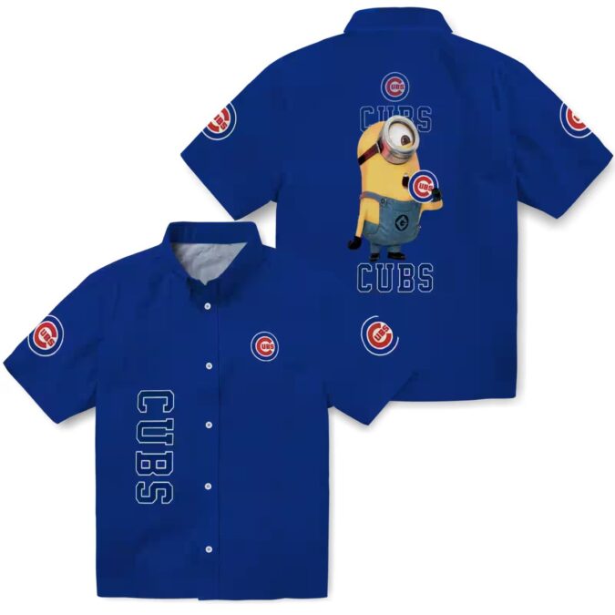 Chicago Cubs Stuart Minion Blue Hawaiian Shirt - MLB Summer Baseball Fan Shirt