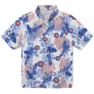 Chicago Cubs Summer Hawaiian Shirt - White Leaf Pattern for Baseball Fans
