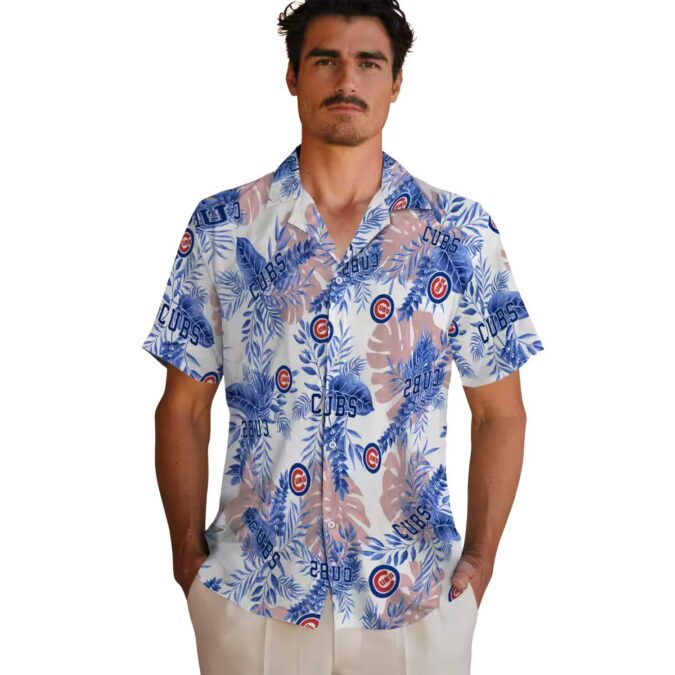 Chicago Cubs Summer Hawaiian Shirt - White Leaf Pattern for Baseball Fans