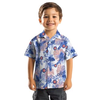 Chicago Cubs Summer Hawaiian Shirt - White Leaf Pattern for Baseball Fans