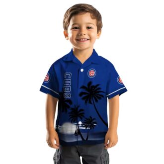 Chicago Cubs Sunset Beach Shirt - Blue & Black Tropical Hawaiian Shirt