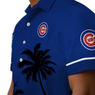 Chicago Cubs Sunset Beach Shirt - Blue & Black Tropical Hawaiian Shirt
