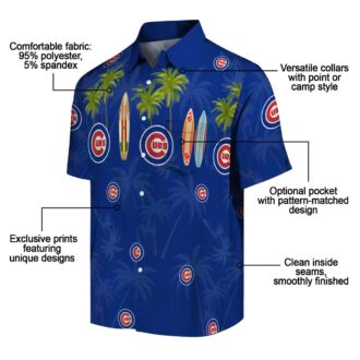 Chicago Cubs Surfboard Hawaiian Shirt - Blue Tropical Palm Design for Vacation & Beachwear