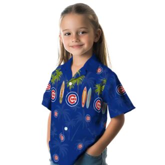 Chicago Cubs Surfboard Hawaiian Shirt - Blue Tropical Palm Design for Vacation & Beachwear