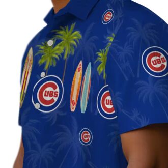 Chicago Cubs Surfboard Hawaiian Shirt - Blue Tropical Palm Design for Vacation & Beachwear