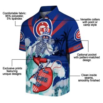 Chicago Cubs Surfing Skeleton Blue Hawaiian Shirt - Tropical Summer MLB Fan Apparel