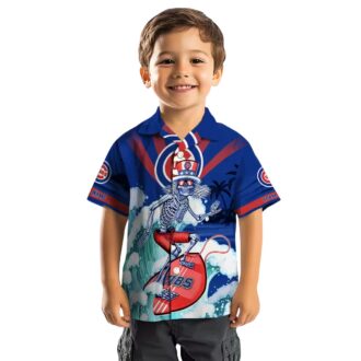 Chicago Cubs Surfing Skeleton Blue Hawaiian Shirt - Tropical Summer MLB Fan Apparel