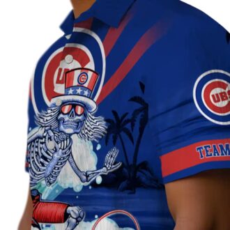Chicago Cubs Surfing Skeleton Blue Hawaiian Shirt - Tropical Summer MLB Fan Apparel