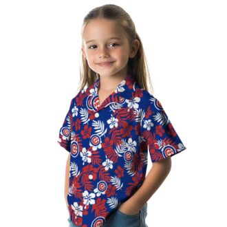 Chicago Cubs Tropical Floral Blue Hawaiian Shirt for Women - Summer MLB Fan Gear