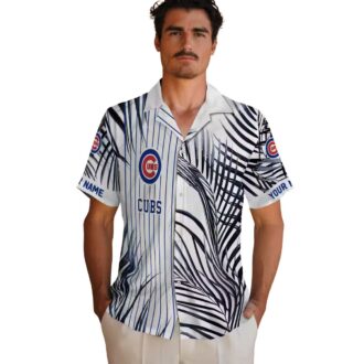 Chicago Cubs Tropical Palm Stripes Blue Black White Hawaiian Shirt - MLB Game Day Shirt