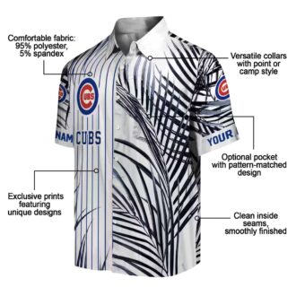Chicago Cubs Tropical Palm Stripes Blue Black White Hawaiian Shirt - MLB Game Day Shirt