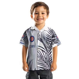 Chicago Cubs Tropical Palm Stripes Blue Black White Hawaiian Shirt - MLB Game Day Shirt