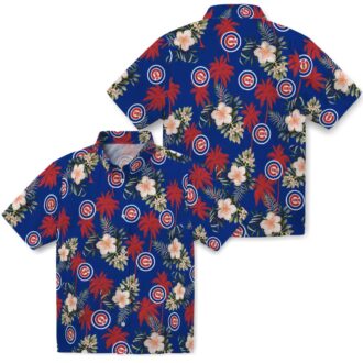 Chicago Cubs Tropical Palm Tree Floral Blue Hawaiian Shirt for Men - Summer Game Day Apparel