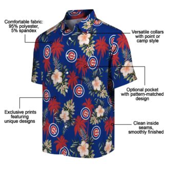 Chicago Cubs Tropical Palm Tree Floral Blue Hawaiian Shirt for Men - Summer Game Day Apparel