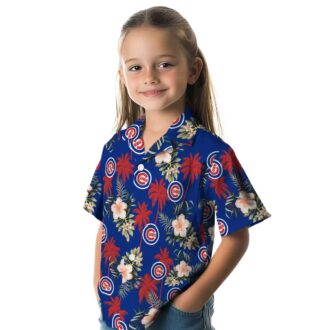 Chicago Cubs Tropical Palm Tree Floral Blue Hawaiian Shirt for Men - Summer Game Day Apparel
