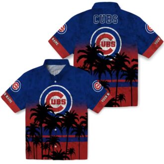 Chicago Cubs Tropical Sunset Pattern Hawaiian Shirt - Blue & Black Summer Shirt for Fans