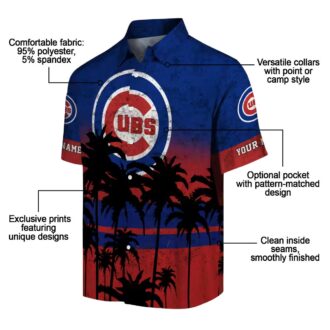 Chicago Cubs Tropical Sunset Pattern Hawaiian Shirt - Blue & Black Summer Shirt for Fans