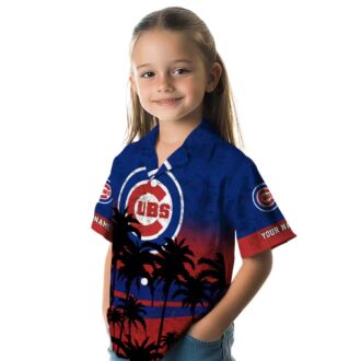 Chicago Cubs Tropical Sunset Pattern Hawaiian Shirt - Blue & Black Summer Shirt for Fans