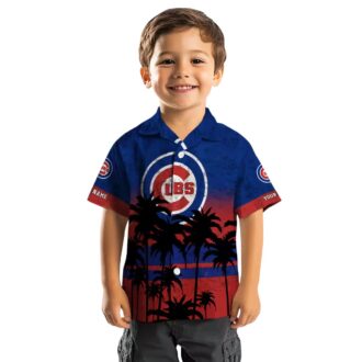 Chicago Cubs Tropical Sunset Pattern Hawaiian Shirt - Blue & Black Summer Shirt for Fans