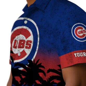 Chicago Cubs Tropical Sunset Pattern Hawaiian Shirt - Blue & Black Summer Shirt for Fans