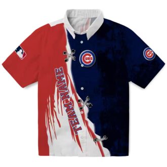 Exclusive Chicago Cubs Edgy Streaks Hawaiian Shirt - Blue White Tropical Shirt for Summer Vacation
