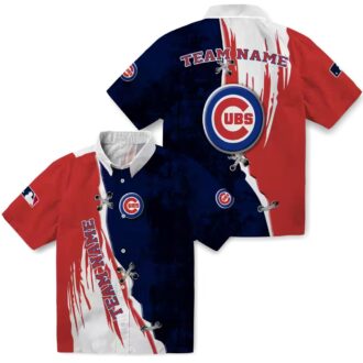 Exclusive Chicago Cubs Edgy Streaks Hawaiian Shirt - Blue White Tropical Shirt for Summer Vacation
