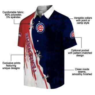 Exclusive Chicago Cubs Edgy Streaks Hawaiian Shirt - Blue White Tropical Shirt for Summer Vacation