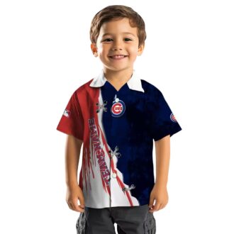 Exclusive Chicago Cubs Edgy Streaks Hawaiian Shirt - Blue White Tropical Shirt for Summer Vacation