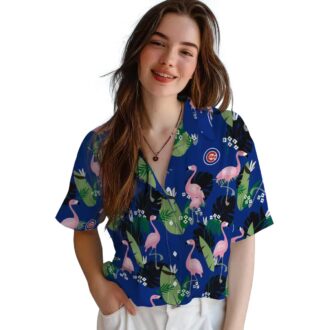 Flamingo Leaf Chicago Cubs Hawaiian Shirt - Blue Tropical Shirt for Summer Fun & Sports Fans