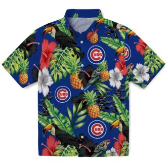 Hibiscus Pineapple Chicago Cubs Hawaiian Shirt - Blue Green Toucan Summer Style