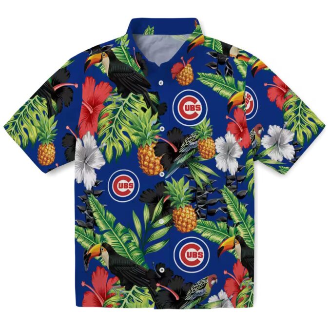 Hibiscus Pineapple Chicago Cubs Hawaiian Shirt - Blue Green Toucan Summer Style