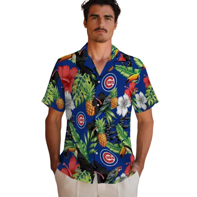 Hibiscus Pineapple Chicago Cubs Hawaiian Shirt - Blue Green Toucan Summer Style