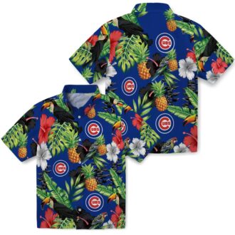 Hibiscus Pineapple Chicago Cubs Hawaiian Shirt - Blue Green Toucan Summer Style