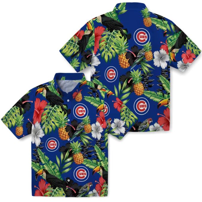 Hibiscus Pineapple Chicago Cubs Hawaiian Shirt - Blue Green Toucan Summer Style