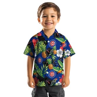 Hibiscus Pineapple Chicago Cubs Hawaiian Shirt - Blue Green Toucan Summer Style