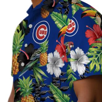 Hibiscus Pineapple Chicago Cubs Hawaiian Shirt - Blue Green Toucan Summer Style