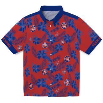 Men's Personalized Chicago Cubs Tropical Red Hawaiian Shirt - Floral & Botanical Team Shirt