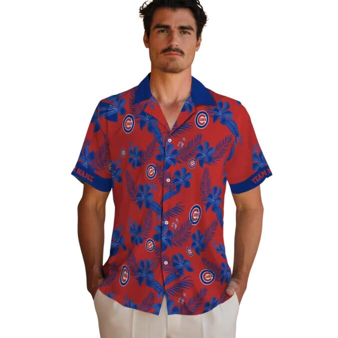 Men's Personalized Chicago Cubs Tropical Red Hawaiian Shirt - Floral & Botanical Team Shirt