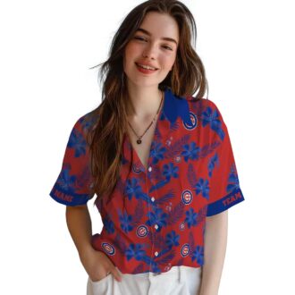 Men's Personalized Chicago Cubs Tropical Red Hawaiian Shirt - Floral & Botanical Team Shirt