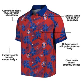 Men's Personalized Chicago Cubs Tropical Red Hawaiian Shirt - Floral & Botanical Team Shirt