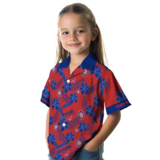 Men's Personalized Chicago Cubs Tropical Red Hawaiian Shirt - Floral & Botanical Team Shirt