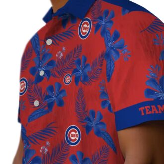 Men's Personalized Chicago Cubs Tropical Red Hawaiian Shirt - Floral & Botanical Team Shirt