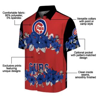 MLB Chicago Cubs Blue & Black Hawaiian Shirt - Hibiscus Floral Vacation Wear